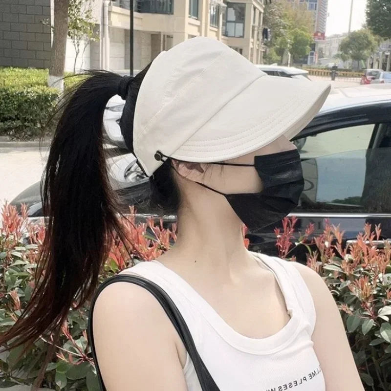 1Pc Women'S Visors Fashion Sun Protection Hats Creative Face Mask Hook Design Hats New Product Summer Sun Hat Apparel Accessorie
