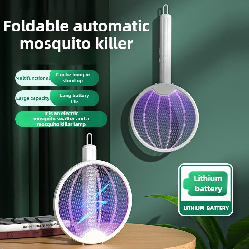 Multifunctional Electric Mosquito Swatter - Lightweight, Foldable, USB Type-C, Versatile Stand or Hang Design, Silent Mosquito Repellent for Home and Camping in Summer