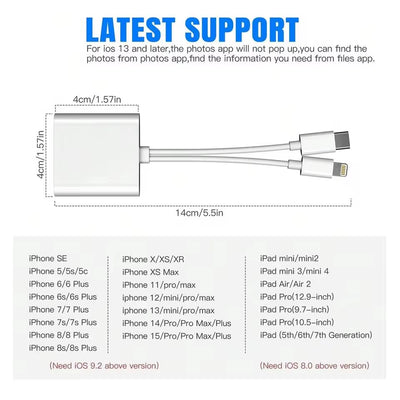 2-In-1 Card Reader, Lightning & USB-C SD/TF Card Adapter, Dual Slot Multi-Card Reader, Plug & Play for Iphone Samsung Xiaomi