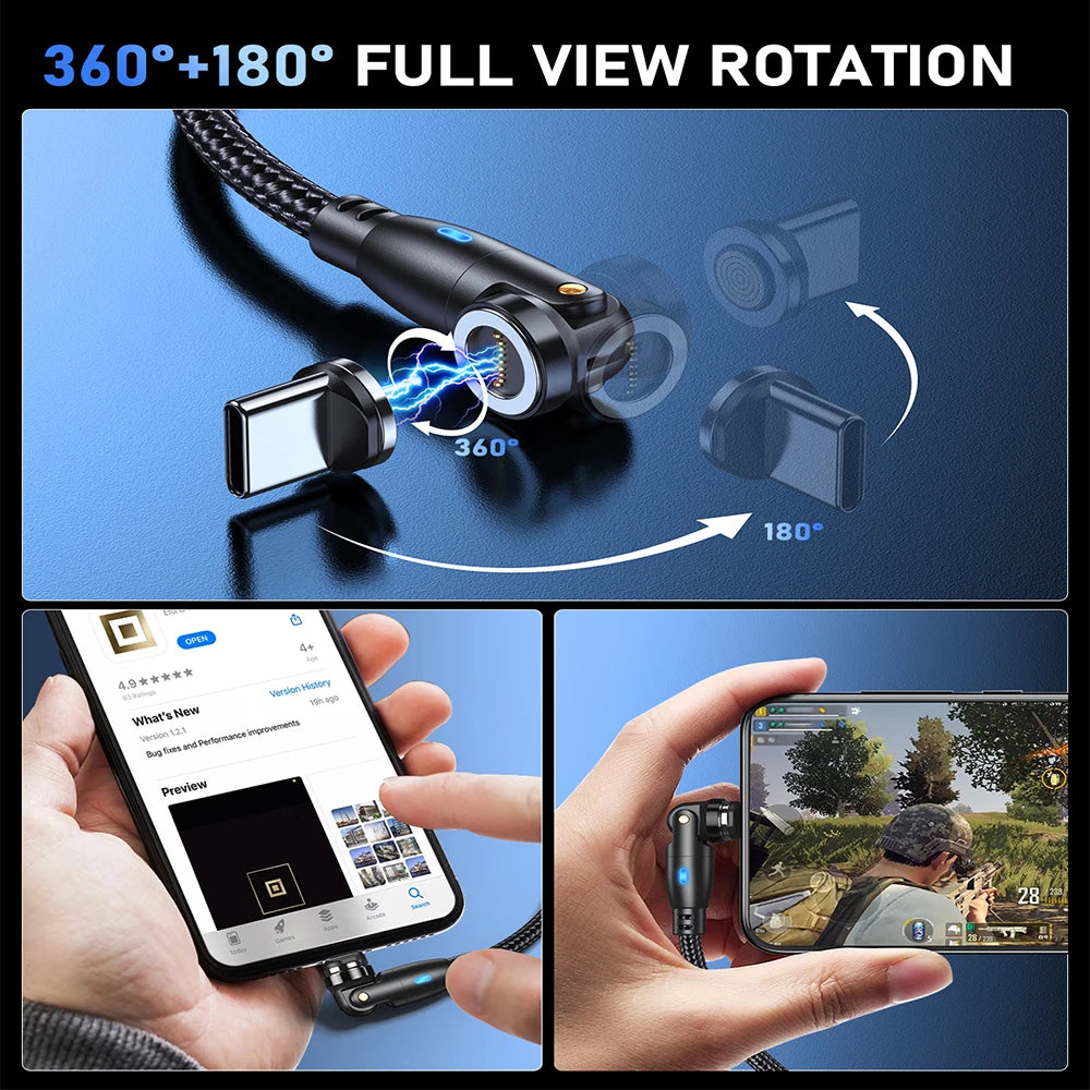 100W Magnetic USB Type C Cable 5A Fast Charging Micro Type C Cable for Macbook Samsung for Iphone Magnet Charger Wire Cord