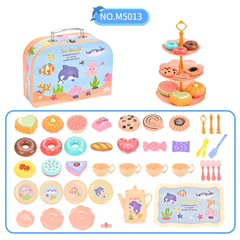 7 Afternoon Tea Sets Kid Pretend Play Toys Girls Play House Kitchen Food for Children Party/Picnic Gift Simulation Cup Cake
