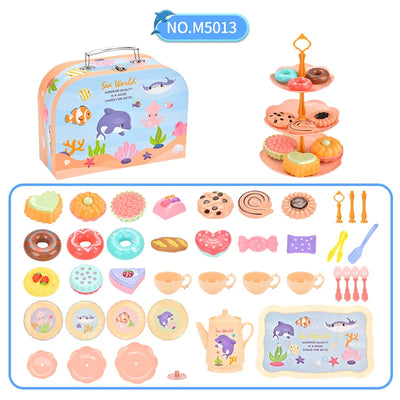7 Afternoon Tea Sets Kid Pretend Play Toys Girls Play House Kitchen Food for Children Party/Picnic Gift Simulation Cup Cake