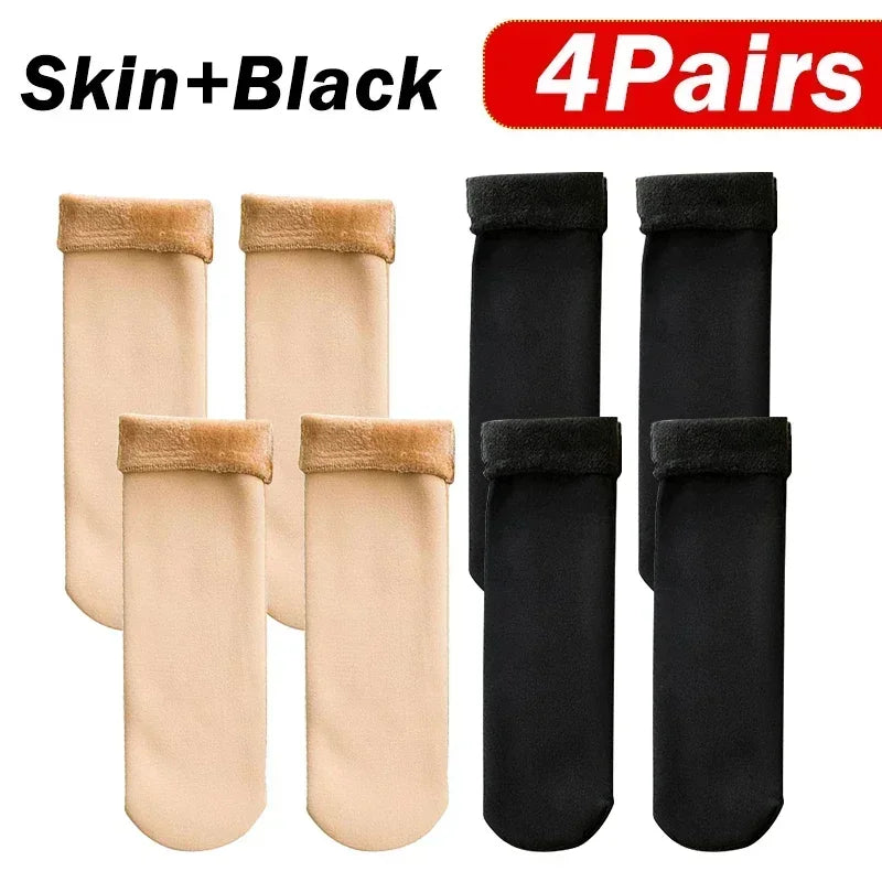 5Pair New Women Winter Thicken Warm Short Socks Thermal Cashmere Wool Socks Nylon Snow Velvet Boots Home Floor Calcetines Mujer