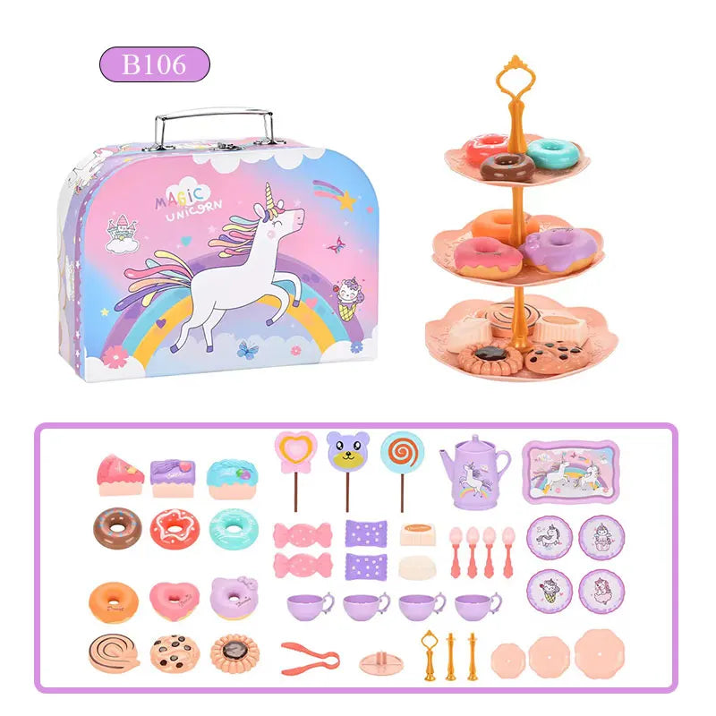 7 Afternoon Tea Sets Kid Pretend Play Toys Girls Play House Kitchen Food for Children Party/Picnic Gift Simulation Cup Cake