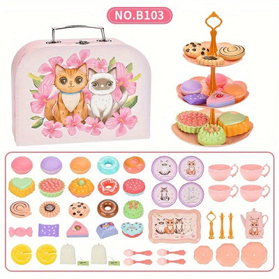 7 Afternoon Tea Sets Kid Pretend Play Toys Girls Play House Kitchen Food for Children Party/Picnic Gift Simulation Cup Cake
