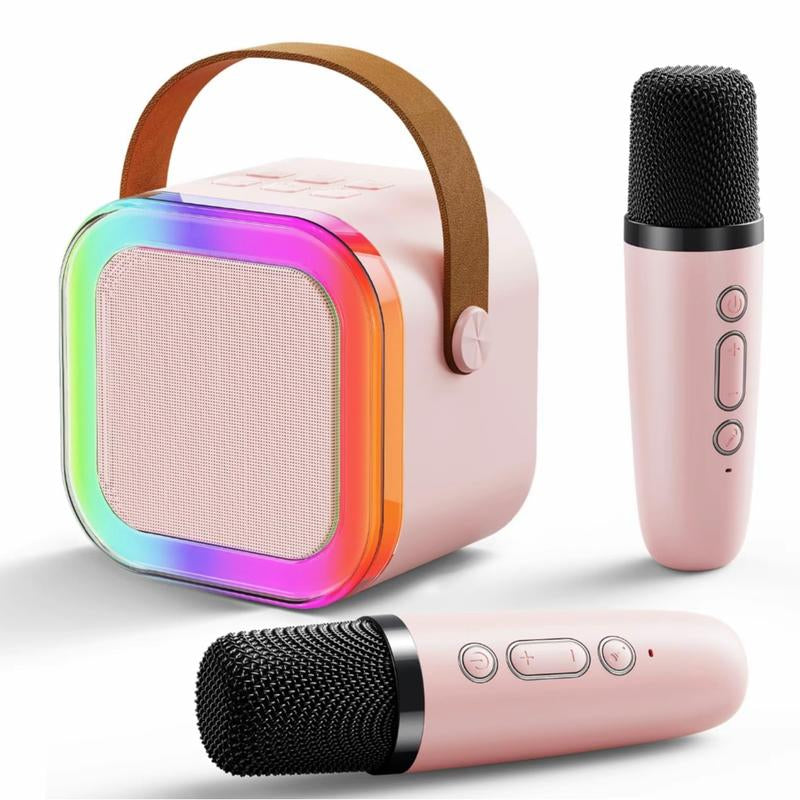 Mini Karaoke Machine with Microphone Sound System, Portable Karaoke Machine with 2 Wireless Microphones, Birthday Gifts for Girls and Children Aged 4-12, Family Gatherings Mini Karaoke