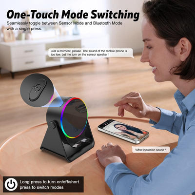 GIM Wireless Induction Audio Bluetooth Speaker, Cellphone Holder,Mobile Tablet Stand with Colorful Ambient Light,Gifts for Friend, Family