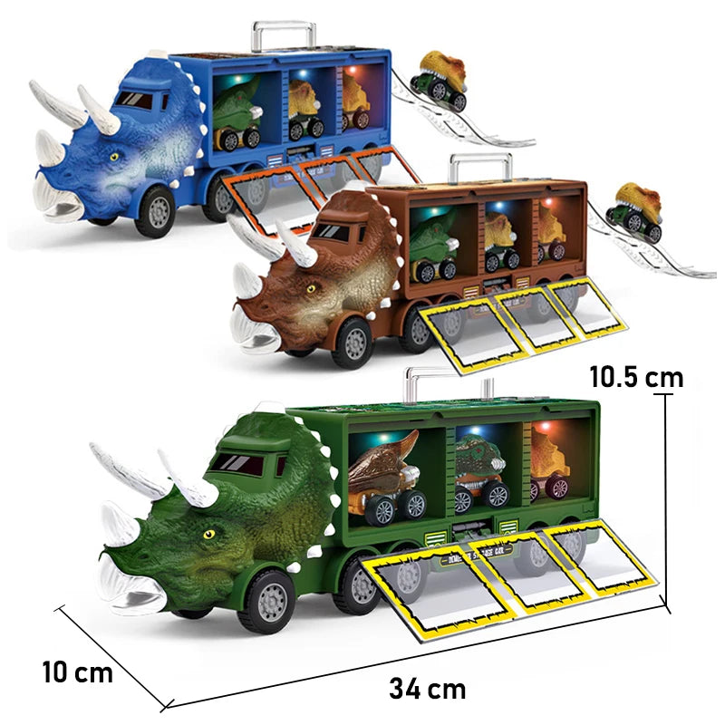 Dinosaur Transport Toy Truck Pull Back Vehicles Dino Container Storage Car Model Lighting Music Kids Boys Children Birthday Gift
