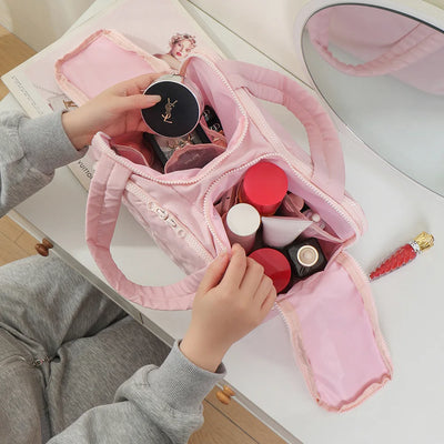 Large Capaci Portable Lightweight Makeup Bag Women'S Travel Miscellaneous Storage Bag Handheld Organizer Cosmetic Pouch Wash Bag