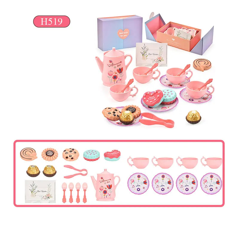 7 Afternoon Tea Sets Kid Pretend Play Toys Girls Play House Kitchen Food for Children Party/Picnic Gift Simulation Cup Cake