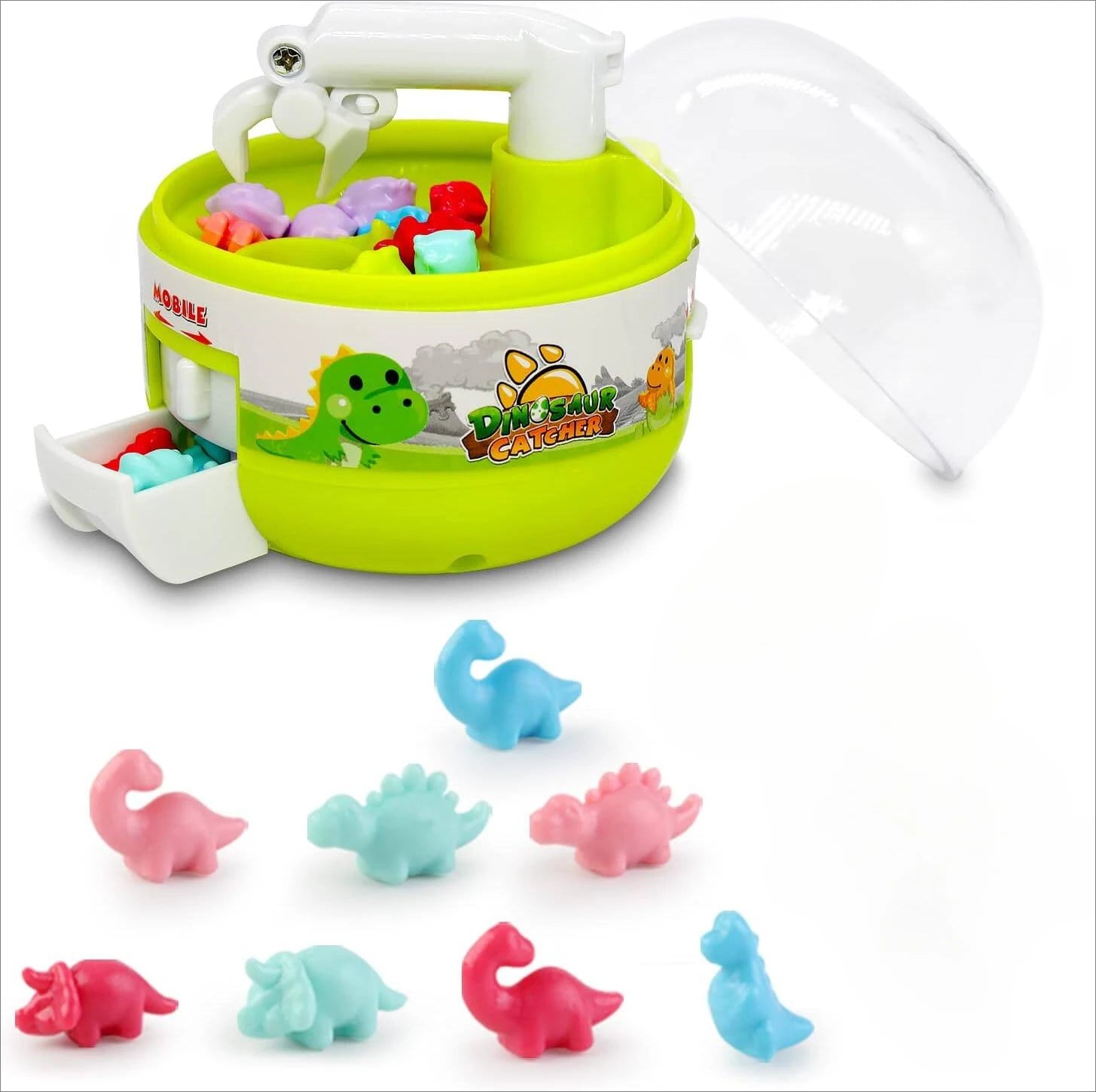 Dinosaur Figure Grabber Capsule Toy Mini Catch Fish Claw Machines anti Stress Fidget Gift Prize Fun Toy for Kid Adult Tiny Stuff