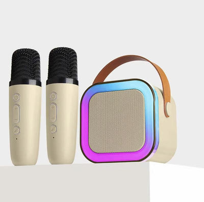 Mini Karaoke Machine with Microphone Sound System, Portable Karaoke Machine with 2 Wireless Microphones, Birthday Gifts for Girls and Children Aged 4-12, Family Gatherings Mini Karaoke
