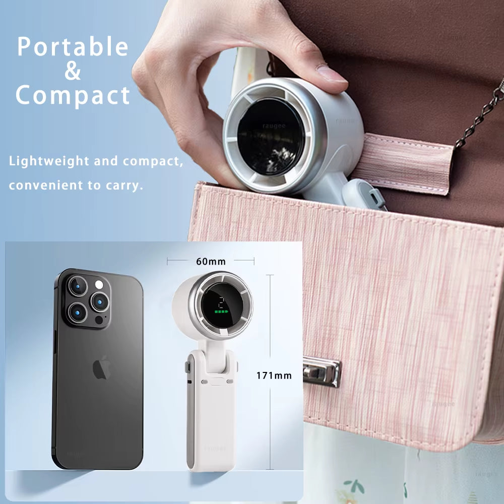 Portable Turbo Fan Mini Hanging Neck Fan 3600Mah USB Rechargeable Handheld Air Cooling Fan with 5 Gear for Summer Handheld Fan