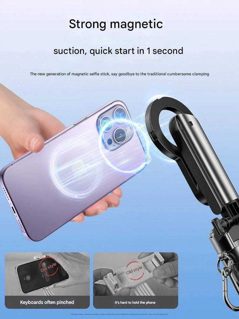 4-in-1 Multifunctional Selfie Stick with Wireless Remote Control, Magnetic Cell Phone Clip, and 360° Rotation