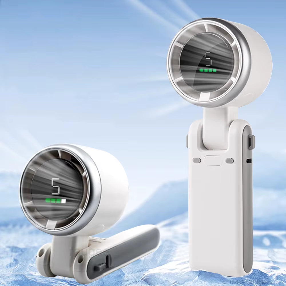Portable Turbo Fan Mini Hanging Neck Fan 3600Mah USB Rechargeable Handheld Air Cooling Fan with 5 Gear for Summer Handheld Fan