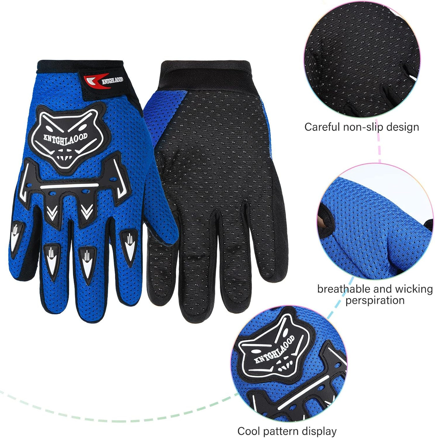 Motorcycle Gloves Riding Dirty Bike Gloves Racing Winter Power Sports Supplies for Riding Cycling Hiking Outdoor(Royal Blue,7.09 X 3.55 Inches)