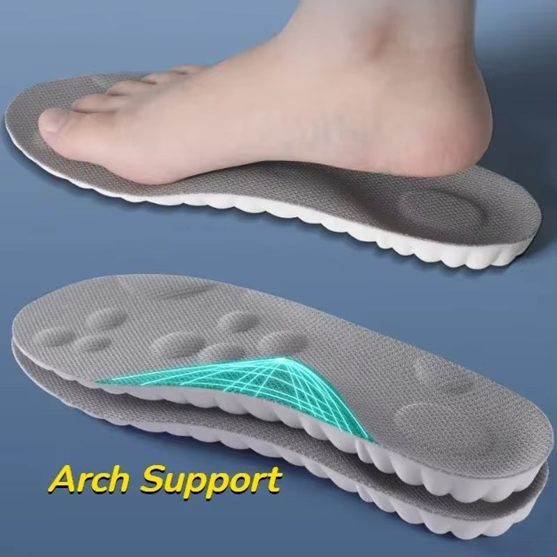 Large Size 4D Sports Massage Insoles EU47-48 for Adults High Elastic Soft Deodorization Massage PU Running Football Shoe Pads