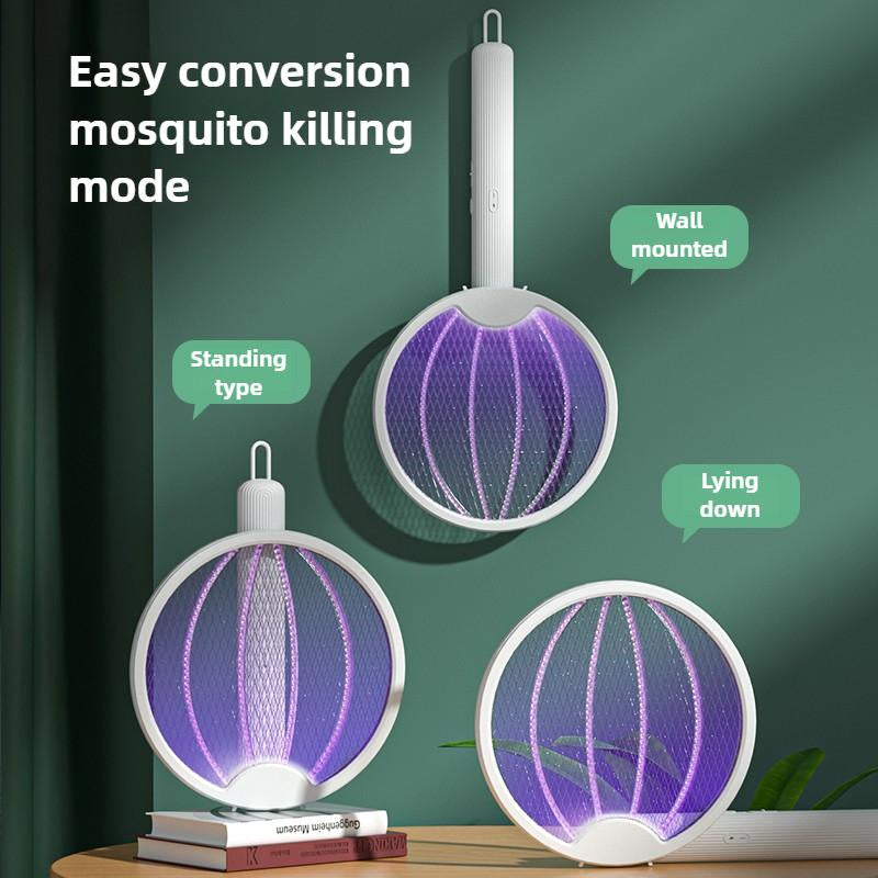 Multifunctional Electric Mosquito Swatter - Lightweight, Foldable, USB Type-C, Versatile Stand or Hang Design, Silent Mosquito Repellent for Home and Camping in Summer