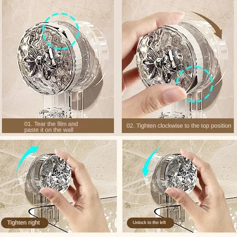 Shower Suction Cup Shelf Basket Light Glacier Pattern One Second Installation Bathroom Organizer Storage Rotating to Suck Remove