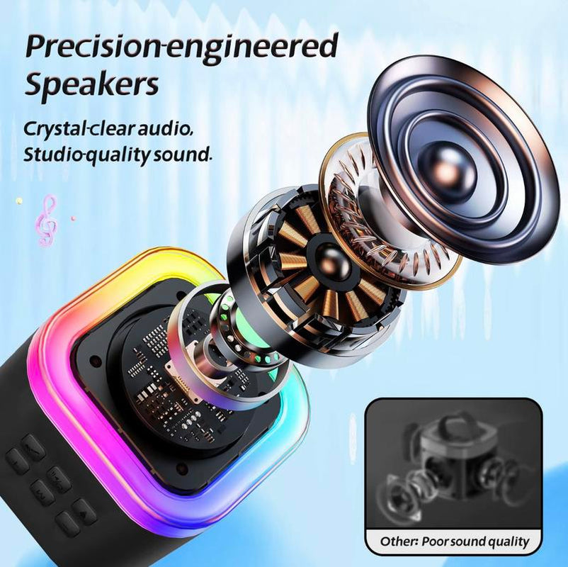 Mini Karaoke Machine with Microphone Sound System, Portable Karaoke Machine with 2 Wireless Microphones, Birthday Gifts for Girls and Children Aged 4-12, Family Gatherings Mini Karaoke