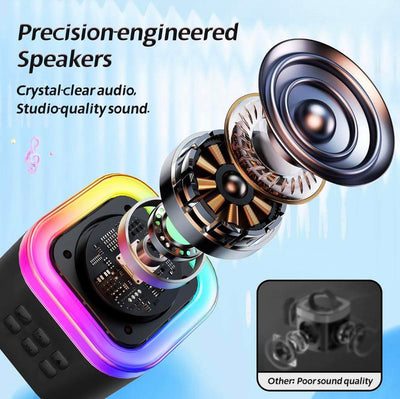Mini Karaoke Machine with Microphone Sound System, Portable Karaoke Machine with 2 Wireless Microphones, Birthday Gifts for Girls and Children Aged 4-12, Family Gatherings Mini Karaoke